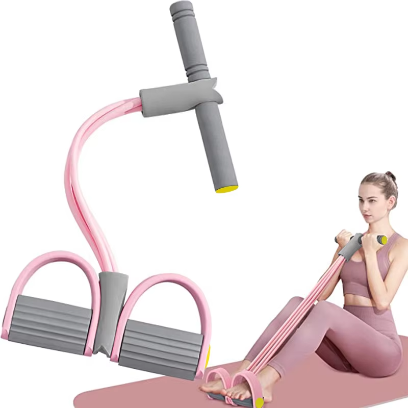 Yoga Pedal Puller Fitness Equipment - 4-Röhren-Widerstandsband-Yoga-Pedalzuggerät, elastisches Zugseil, Fitnessgerät für Bauch-,