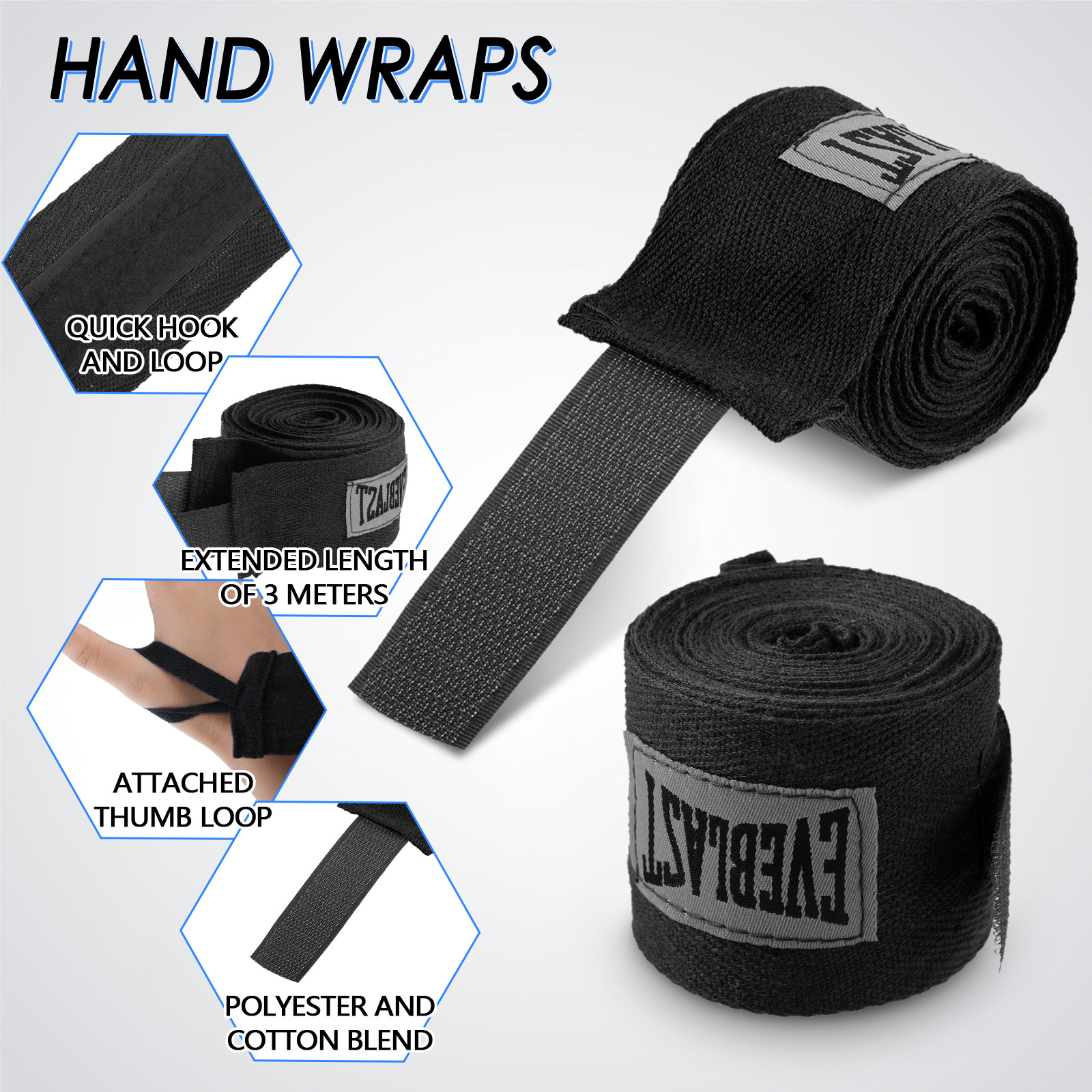 Wrist Wraps Fitness - Baumwoll-Boxbandagen, weiche und elastische Handbandagen für