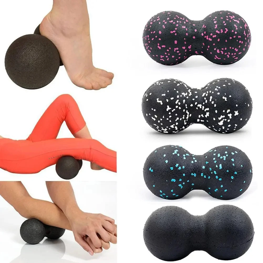 Yoga Fitness Ball - Yoga-Massagerolle, Erdnussförmiger Doppel-Lacrosse-Ball, Stacheliger Faszienball für