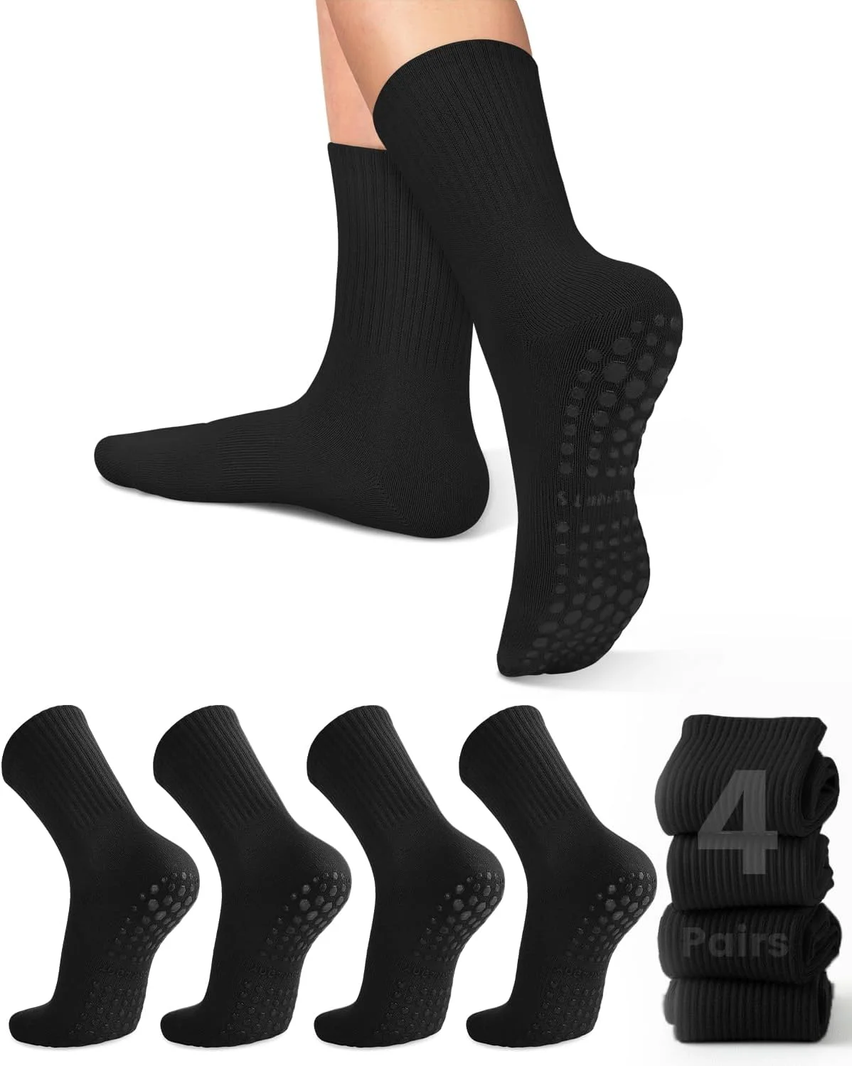 Yoga & Fitness Classes By Niharika Zirakpur Reviews - 4 Paar Damen-Yoga-Socken, einfarbige, rutschfeste Yoga-Pilates-Ballettsocken