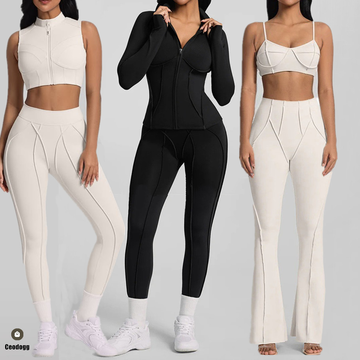 Yoga Fitness Jacket - 1/2-teiliges Sportjacken-Set für Damen Trainingsanzug Workout