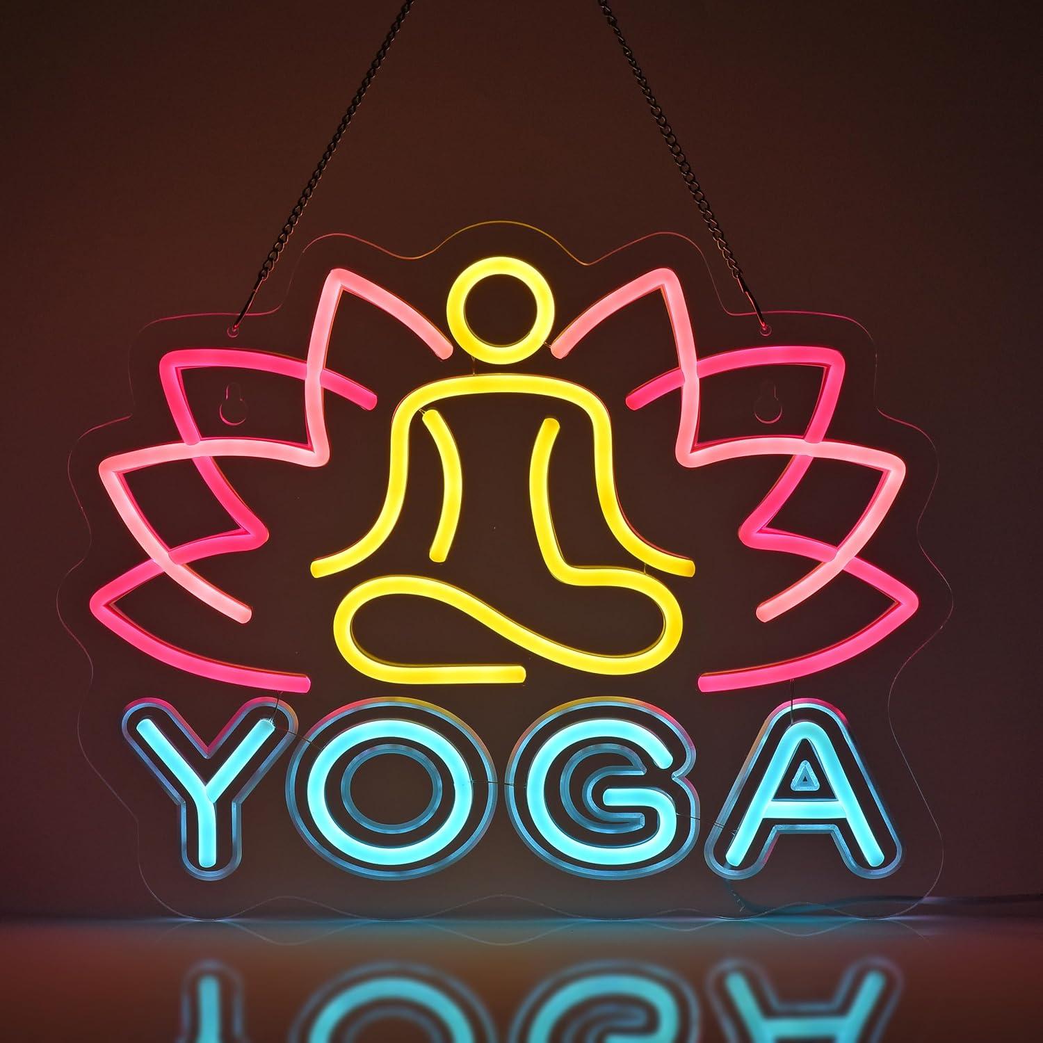 Yoga Fitness Club - Yoga-Neonschild Dimmbares LED-Neonlicht für Yoga-Studio, Meditationsraum,