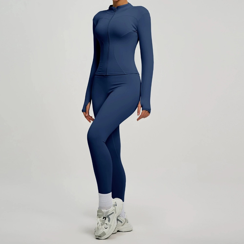 Yoga Fitness Jacket - 2-teiliges Yoga-Set für Damen: Langarm-Sportshirt mit